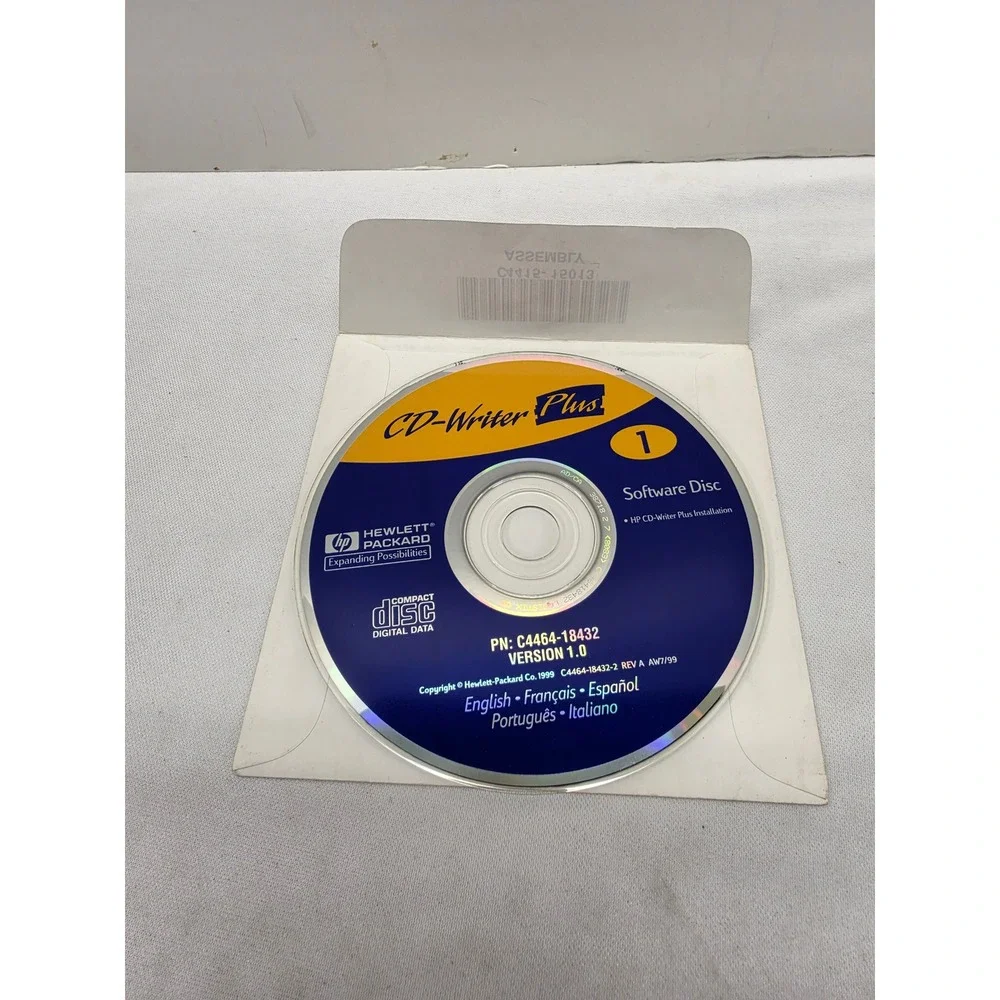 Vintage 1999 HP CD-Writer Plus Software Disc Version 1.0 PN C4464-18432 Utility